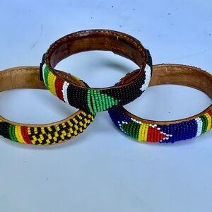 Three African beaded bracelets